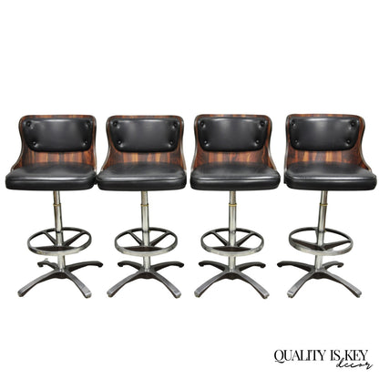 Vintage Daystrom Mid Century Modern Faux Rosewood Laminate Barstools - Set of 4