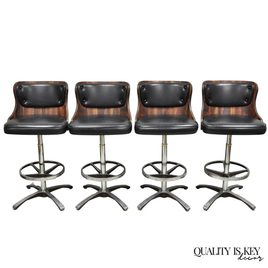 Vintage Daystrom Mid Century Modern Faux Rosewood Laminate Barstools - Set of 4