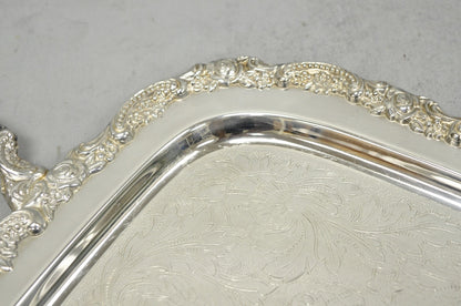 Vintage Oneida Victorian Silver Plated Etched Butlers Serving Platter Bar Tray