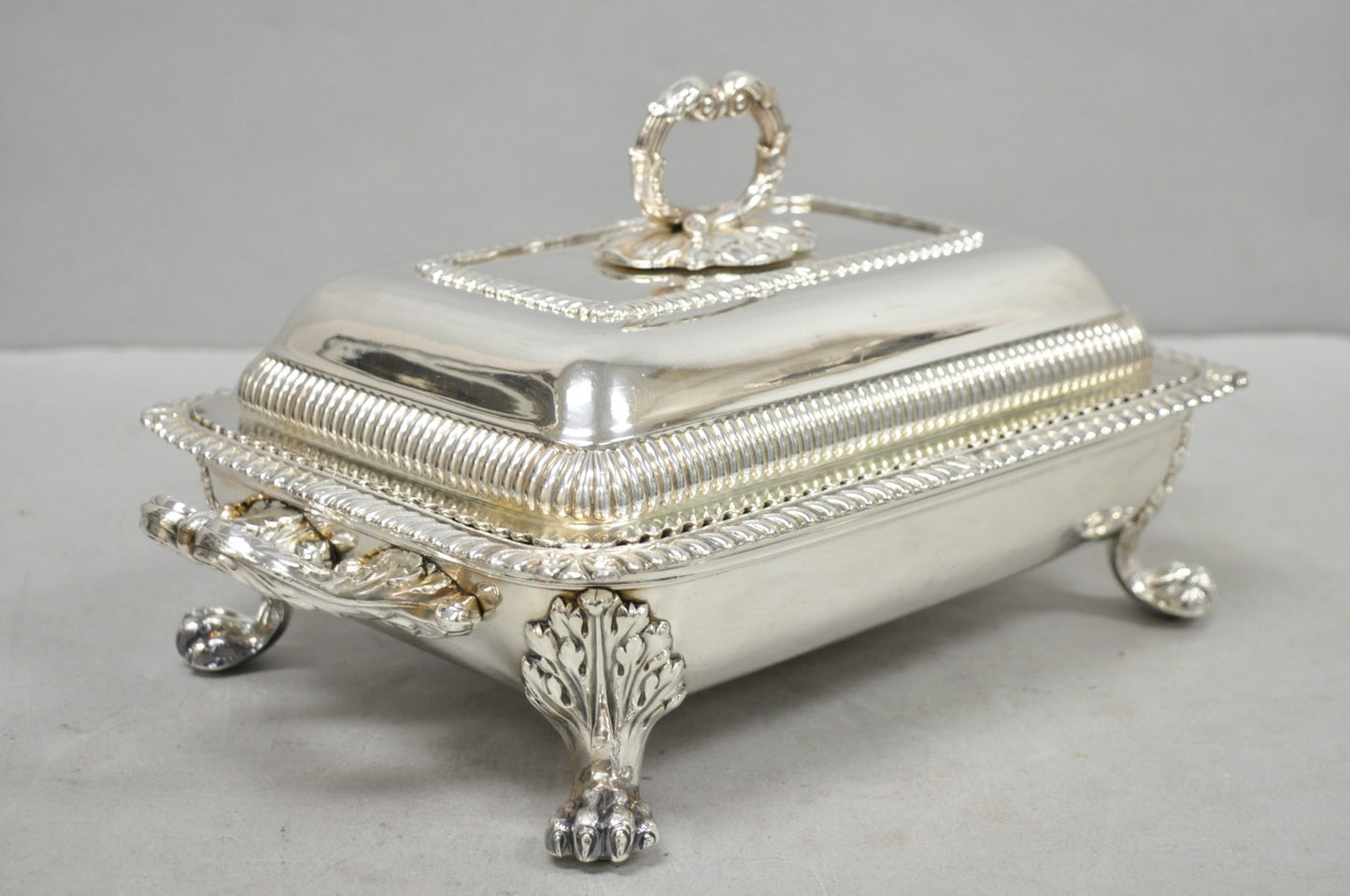 Antique English Regency Georgian Silver Plated Covered Chafing Serving Dish