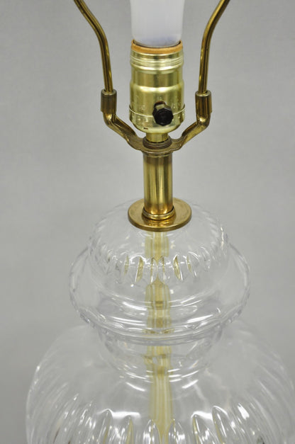 Vintage Chinoiserie French Leaded Crystal Glass Ginger Jar Brass Table Lamp