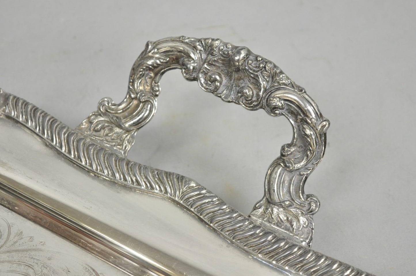 Vintage English Sheffield Victorian Silver Plated Twin Handle Bar Serving Tray