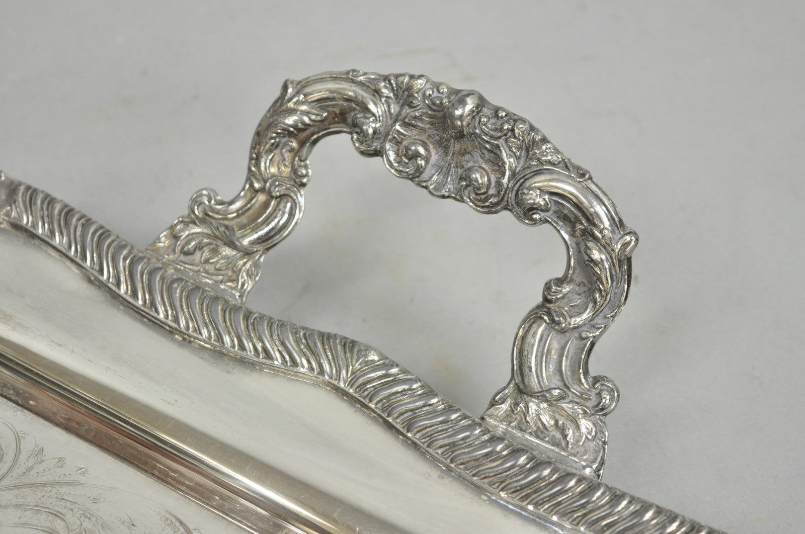 Vintage English Sheffield Victorian Silver Plated Twin Handle Bar Serving Tray