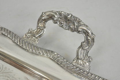 Vintage English Sheffield Victorian Silver Plated Twin Handle Bar Serving Tray