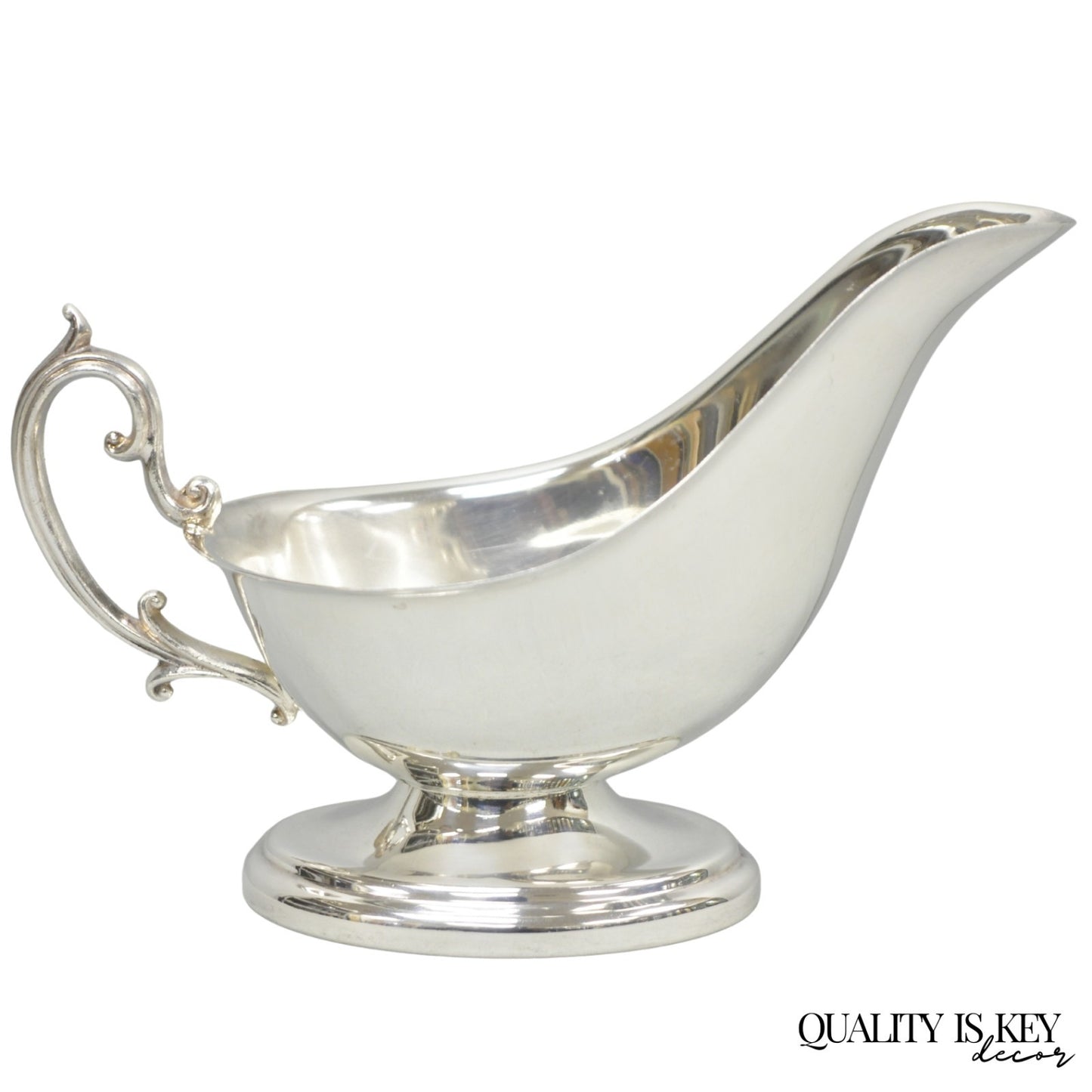 Vintage English Regency Style Silver Plated Gravy Sauce Boat with Handle