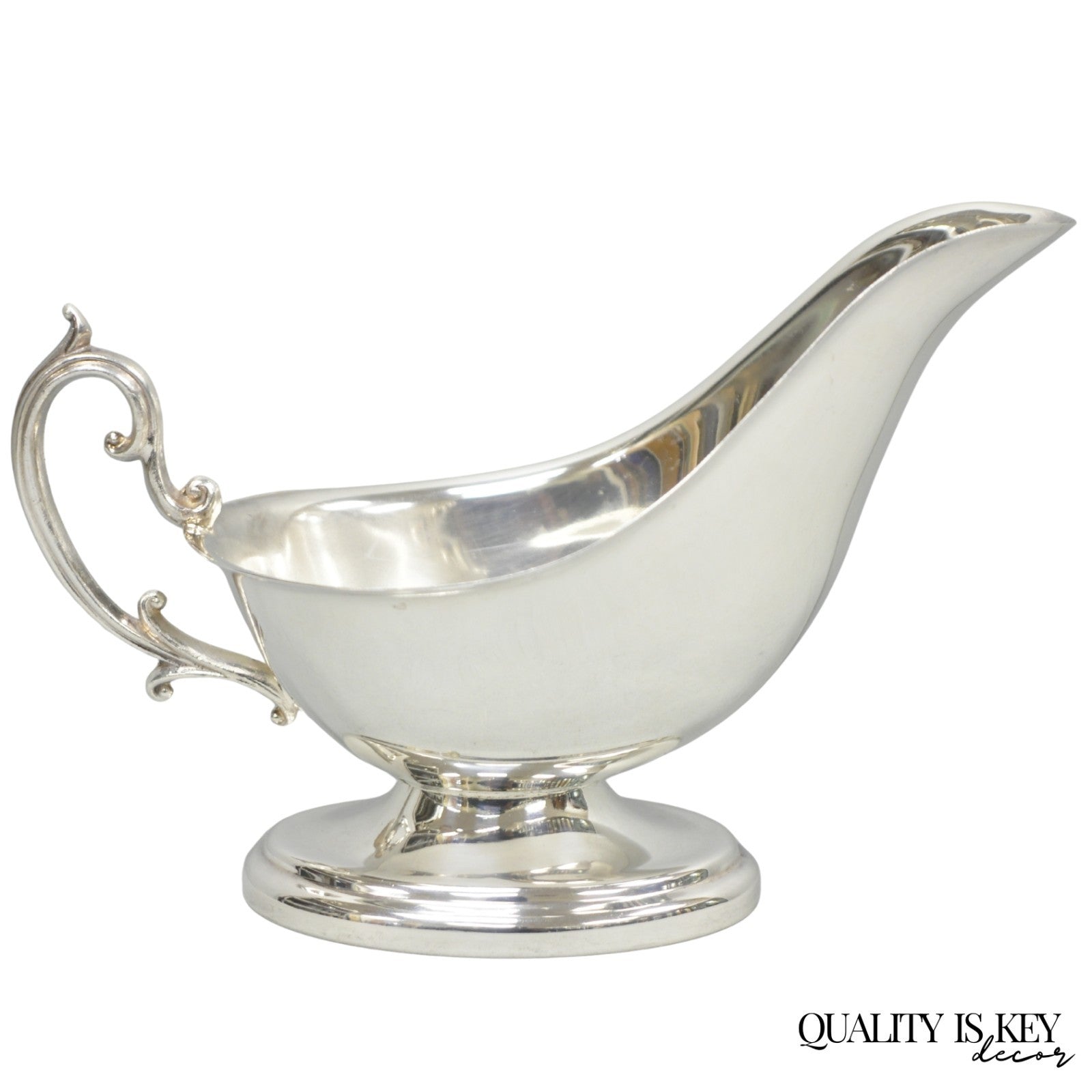 Vintage English Regency Style Silver Plated Gravy Sauce Boat with Handle
