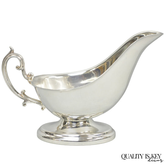 Vintage English Regency Style Silver Plated Gravy Sauce Boat with Handle