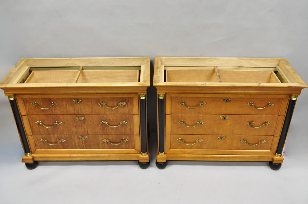 Thomasville Grand Classics Empire Biedermeier Maple Bachelor Chest Dresser, Pair