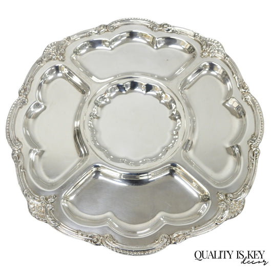Vintage Victorian Silver Plated Lazy Susan Revolving Serving Platter Party Tray