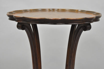 Antique French Louis XV Style Burl Walnut Small Pedestal Base Accent Side Table