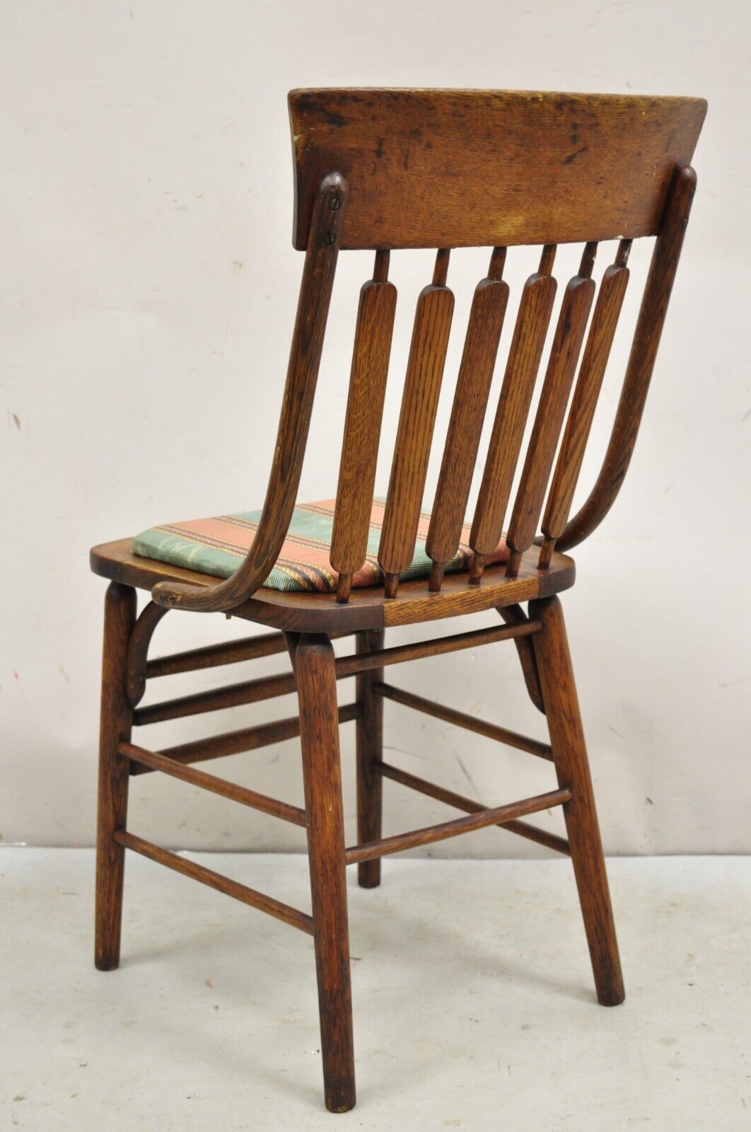 Antique Mission Arts & Crafts Oak Bentwood Slat Back Dining Side Chair
