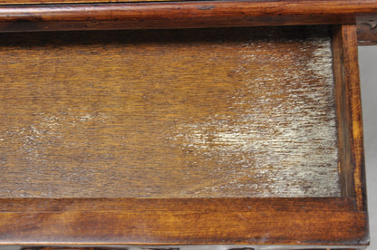 Vintage French Country Pine Wood Distress Floral Carved 1 Drawer Writing Desk