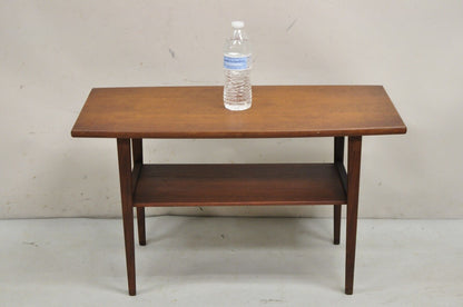 Vintage Mid Century Modern Danish Teak Wood Small 2 Tier Coffee Table Side Table