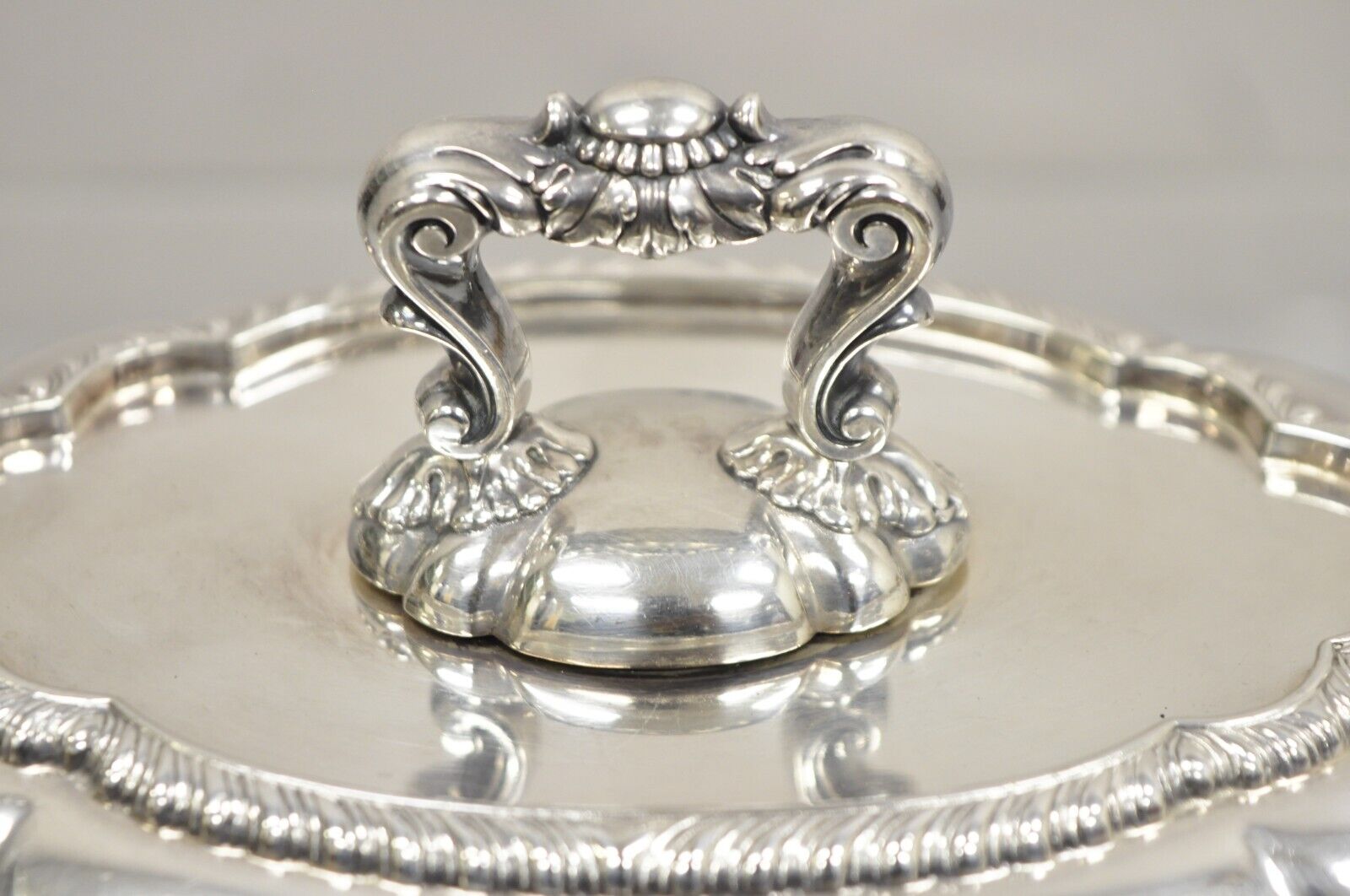 Antique GM Co Victorian Silver Plated Covered Vegetable Dish Serving Platter