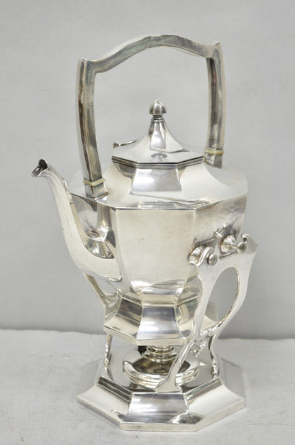 Antique Wilcox Art Deco Silver Plated Tilting Coffee Teapot on Stand "M.G.R."
