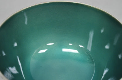 Vintage Mid Century Modern Towle 5003 Green Enamel Silver Plated 7" Footed Bowl