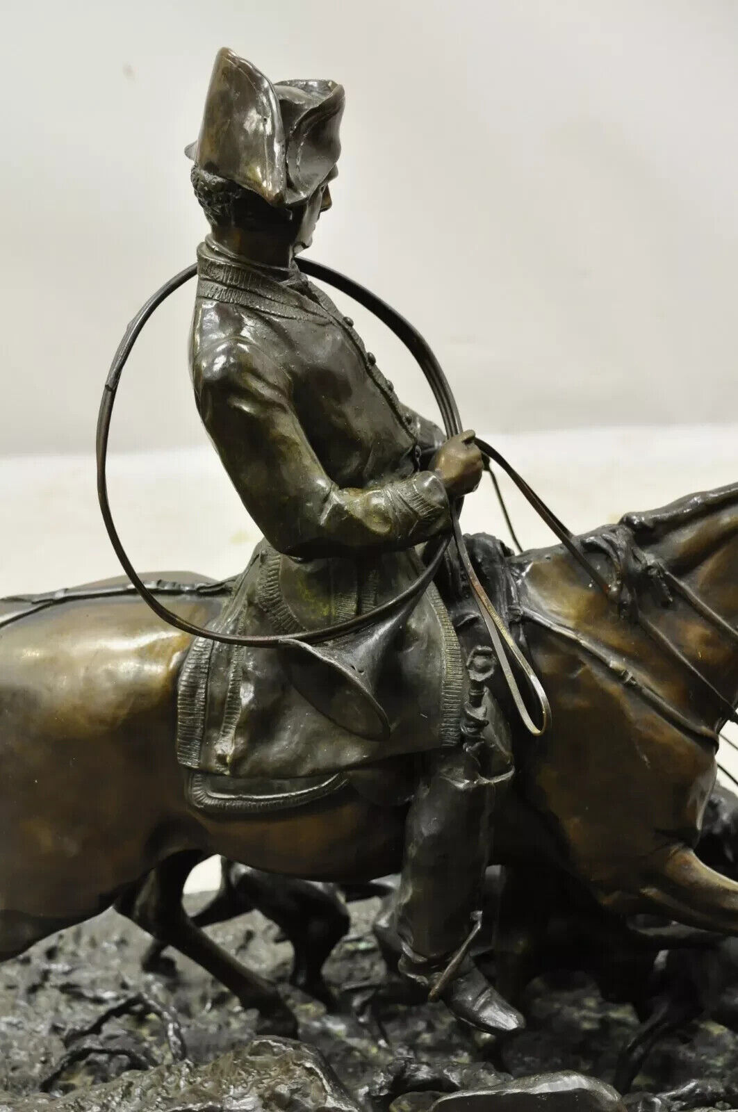 P.J. Mene The Hunt Scene Large Bronze Sculpture Pierre Jules Statue Horse Dogs