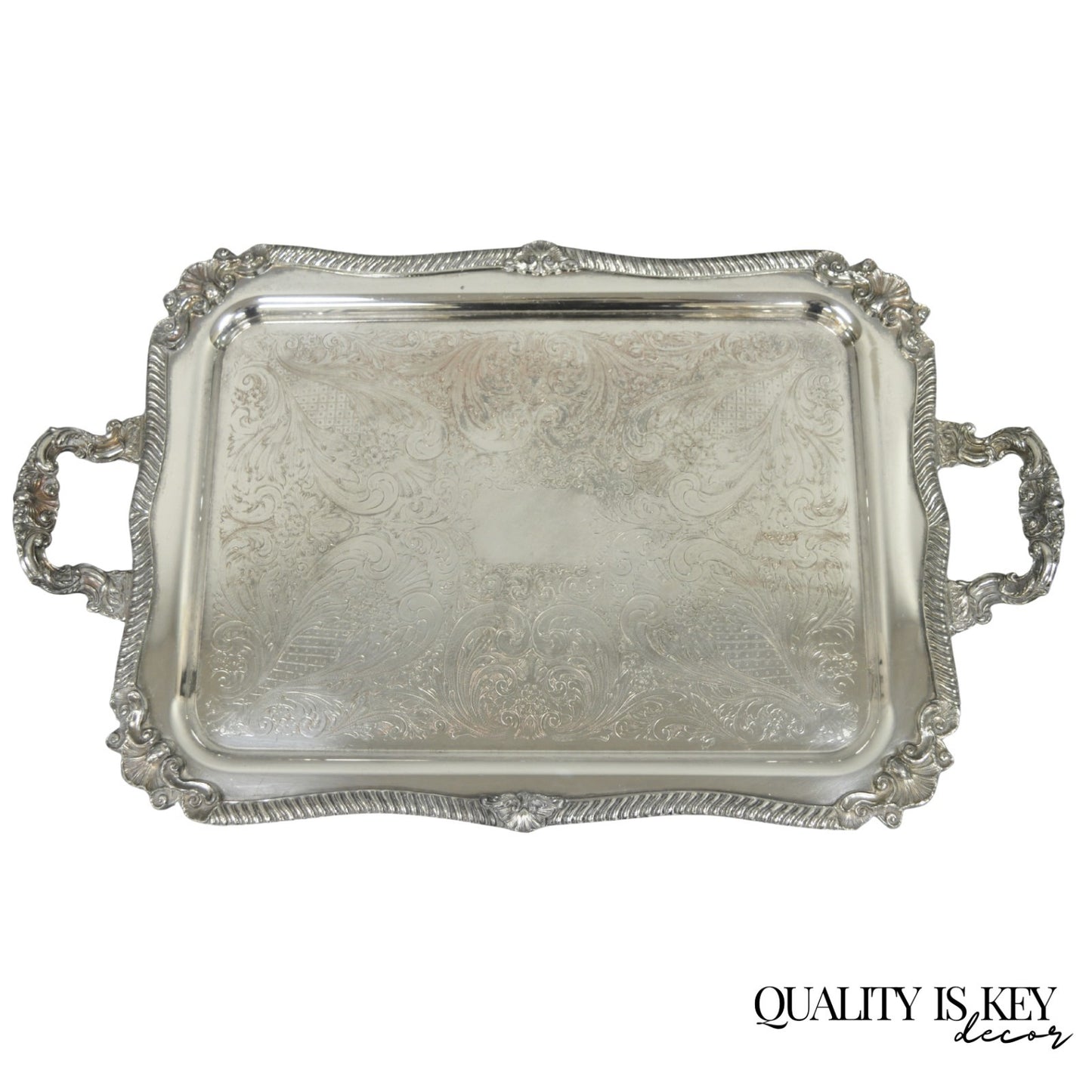 Vintage English Sheffield Victorian Silver Plated Twin Handle Bar Serving Tray