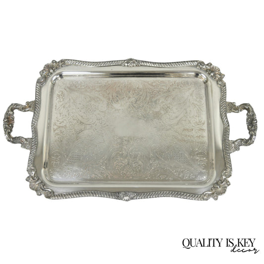 Vintage English Sheffield Victorian Silver Plated Twin Handle Bar Serving Tray