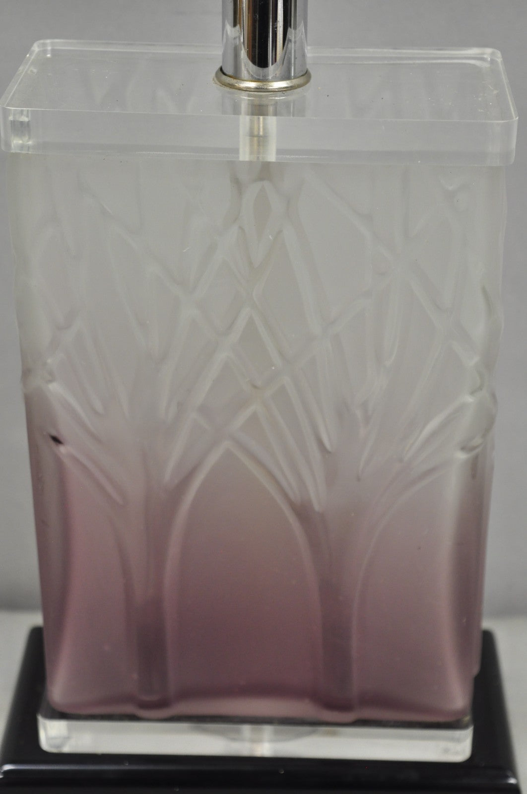 Mid Century Modern Acrylic Lucite Purple "Tree of Life" Small Cube Table Lamp
