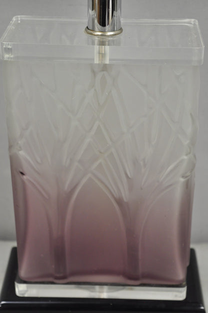 Mid Century Modern Acrylic Lucite Purple "Tree of Life" Small Cube Table Lamp