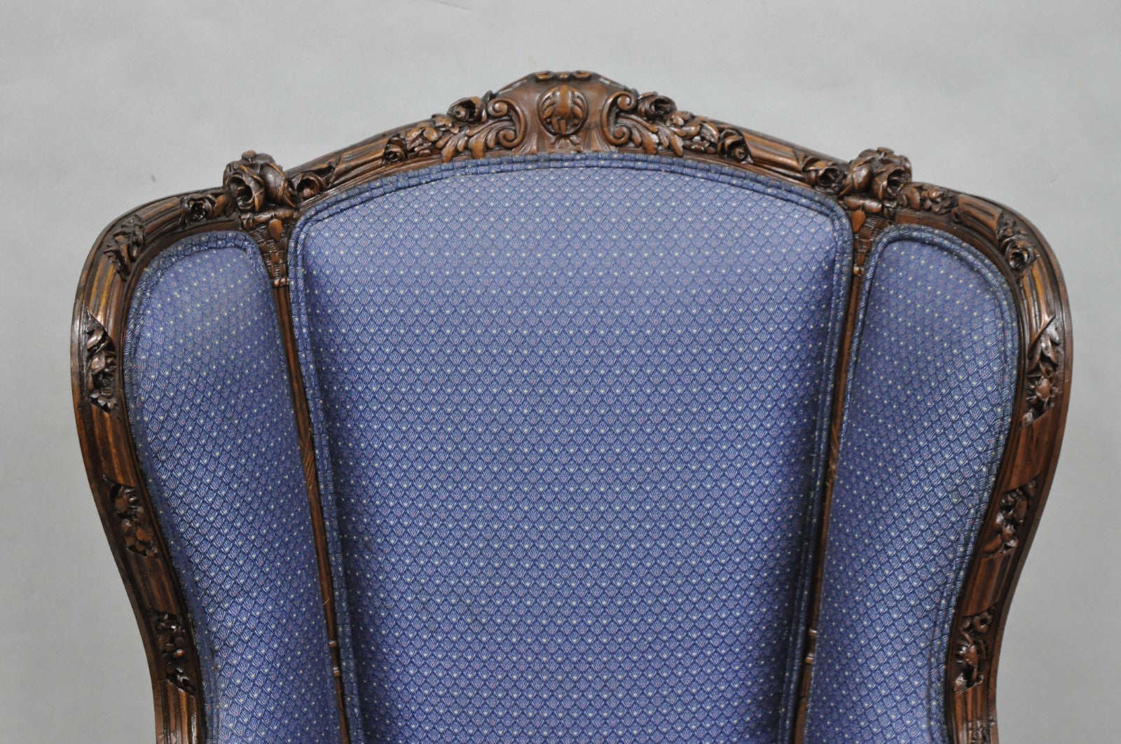 Antique French Renaissance Louis XV Style Carved Walnut Wingback Arm Chair