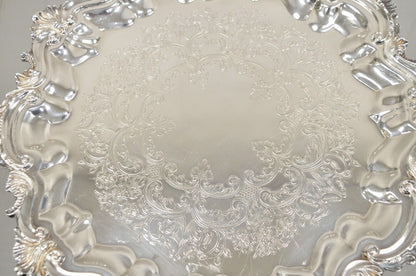 Vintage "Silver by Sacks" Victorian Style Silver Plated Scalloped Round Tray