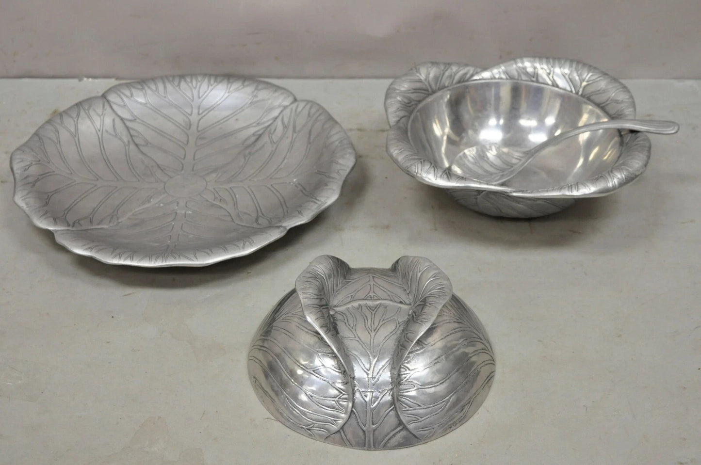 Vintage Arthur Court 1979 Cabbage Lettuce Tureen Serving Bowl Spoon Platter 3 pc