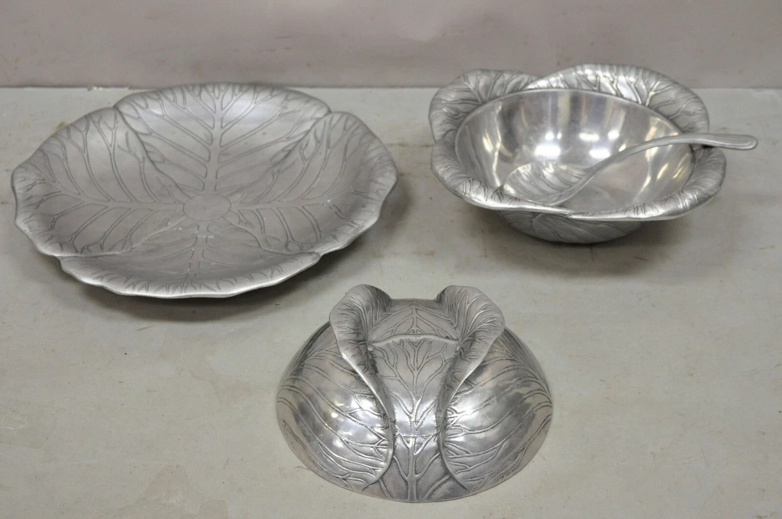 Vintage Arthur Court 1979 Cabbage Lettuce Tureen Serving Bowl Spoon Platter 3 pc