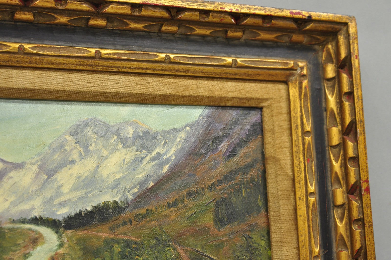 Vintage Angela Dudley "Lake Garda. Italy" Italian Hollywood Regency Oil Painting