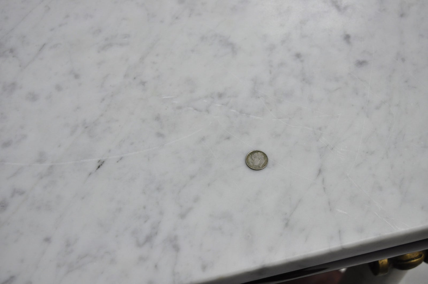 Antique American New York Classical Marble Top Mahogany Console Pier Table