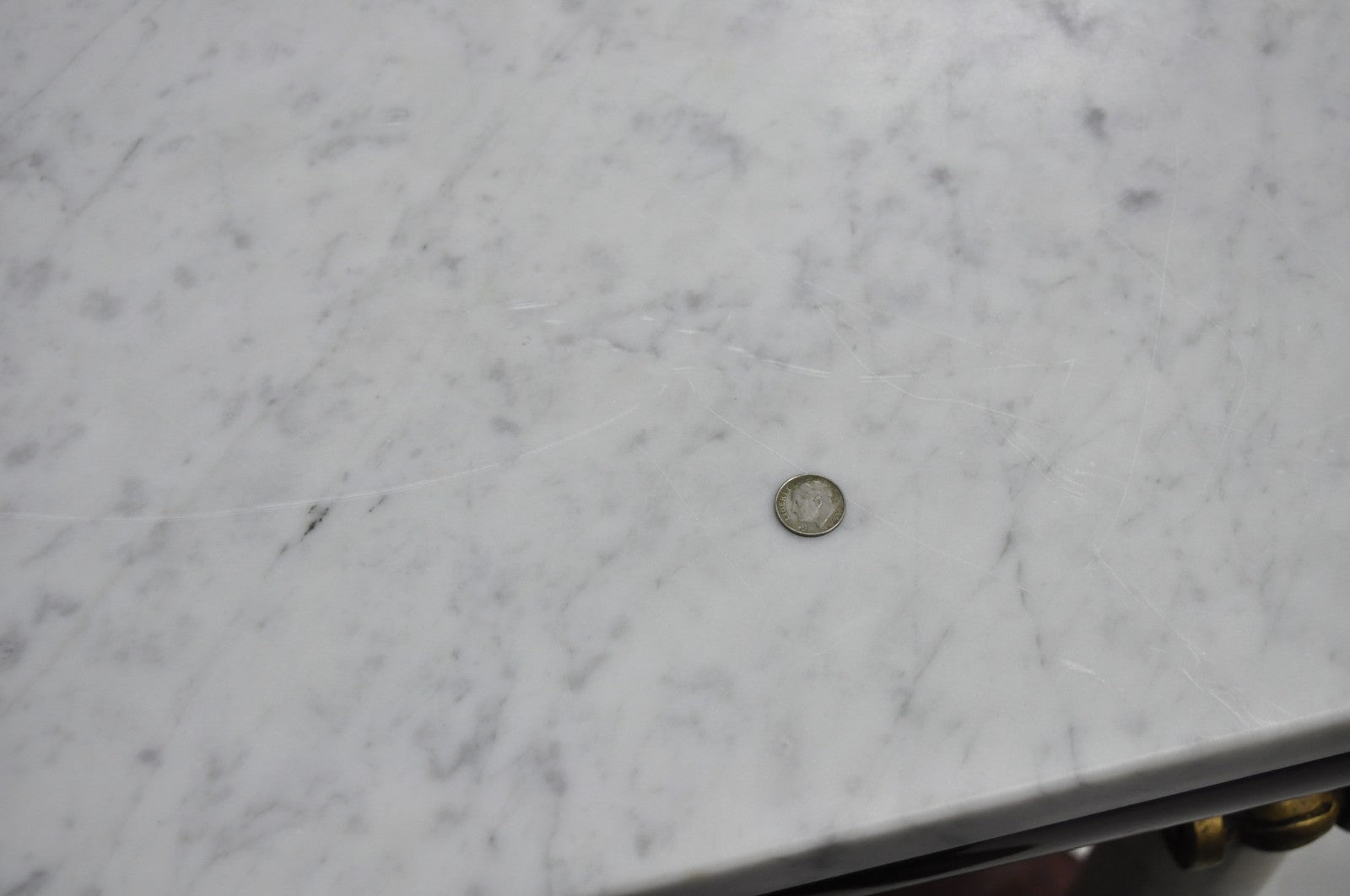 Antique American New York Classical Marble Top Mahogany Console Pier Table