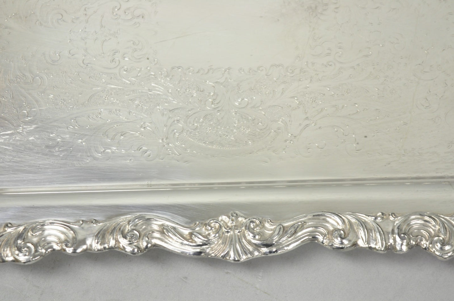Vintage FB Rogers 1338 Victorian Silver Plated Narrow Serving Platter Bar Tray