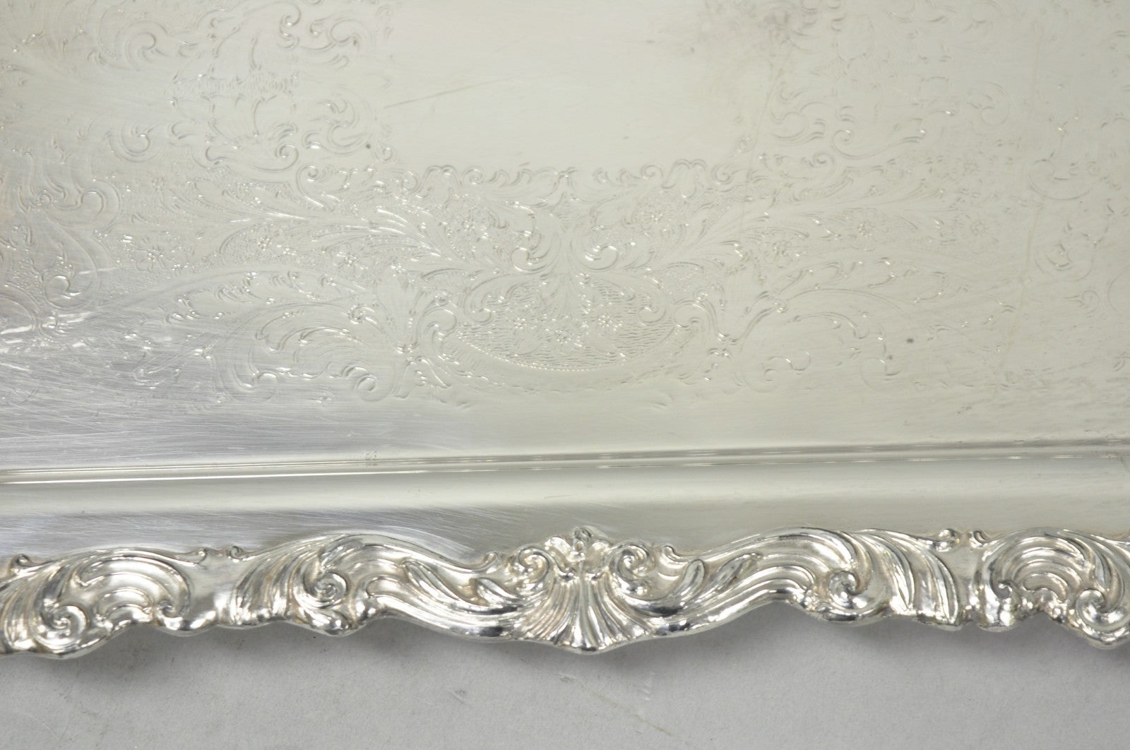 Vintage FB Rogers 1338 Victorian Silver Plated Narrow Serving Platter Bar Tray