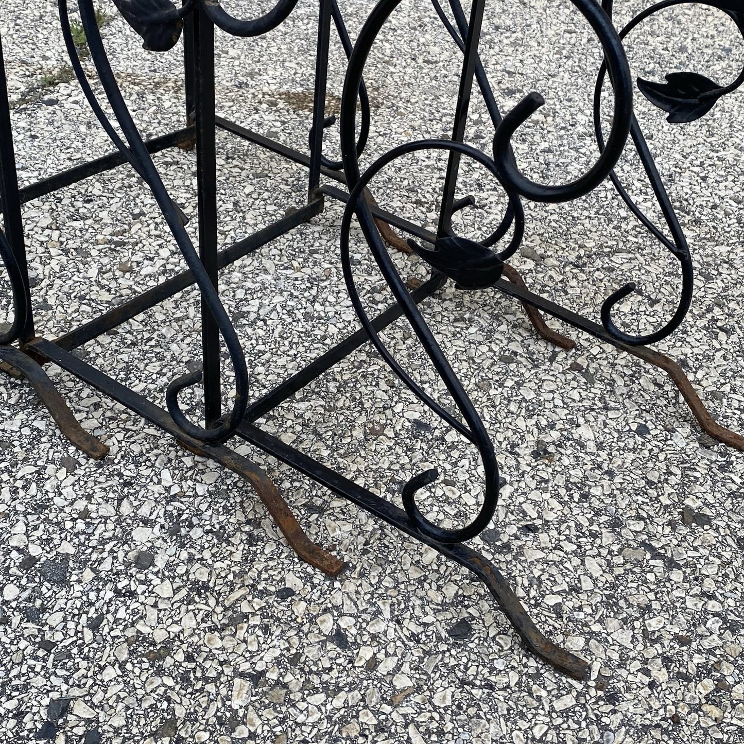Vintage Art Nouveau Salterini Wrought Iron Garden Nesting Side Tables - 3 Pc Set