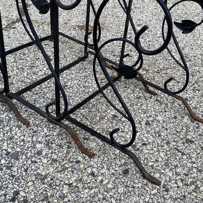Vintage Art Nouveau Salterini Wrought Iron Garden Nesting Side Tables - 3 Pc Set