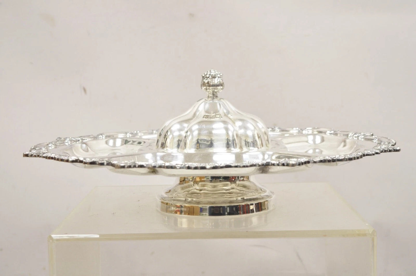 Vintage English Victorian Silver Plated Revolving Vegetable Serving Platter Tray