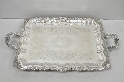 Vintage English Victorian Silver Plated Twin Handle Bar Serving Platter Tray