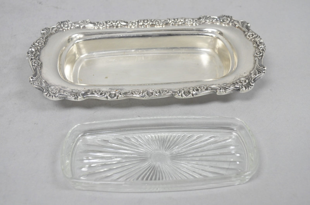 Vintage International Silver Countess Silver Plated Covered Butter Dish