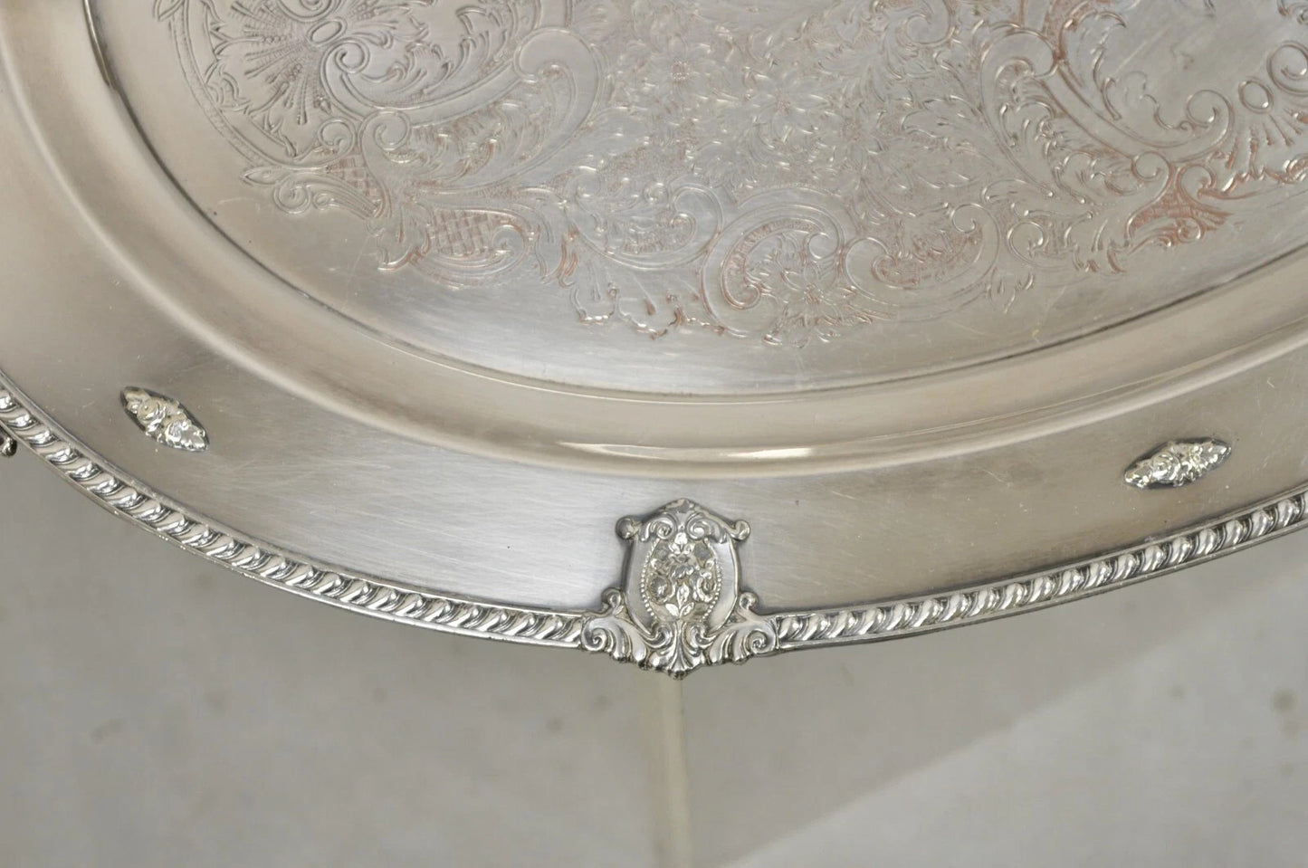 Vintage Rose Point by Wallace 24" Silver Plated Victorian Oval Bar Platter Tray