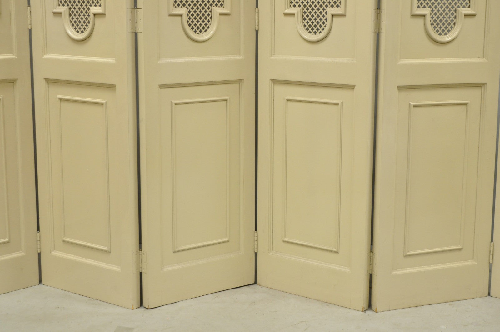 Vintage Lrg Hollywood Regency 92" Tall 6 Panel Bone Lacquer Room Divider Screen