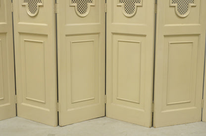 Vintage Lrg Hollywood Regency 92" Tall 6 Panel Bone Lacquer Room Divider Screen