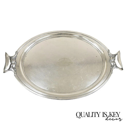 Antique Meriden B Co. Victorian Silver Plated Oval Serving Platter Tray Engraved