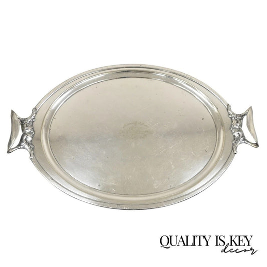 Antique Meriden B Co. Victorian Silver Plated Oval Serving Platter Tray Engraved