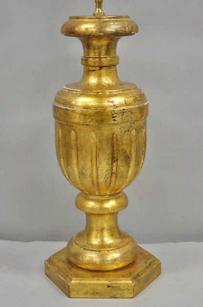 Vintage Italian Neoclassical Style Gold Giltwood Empire Urn Form Table Lamp