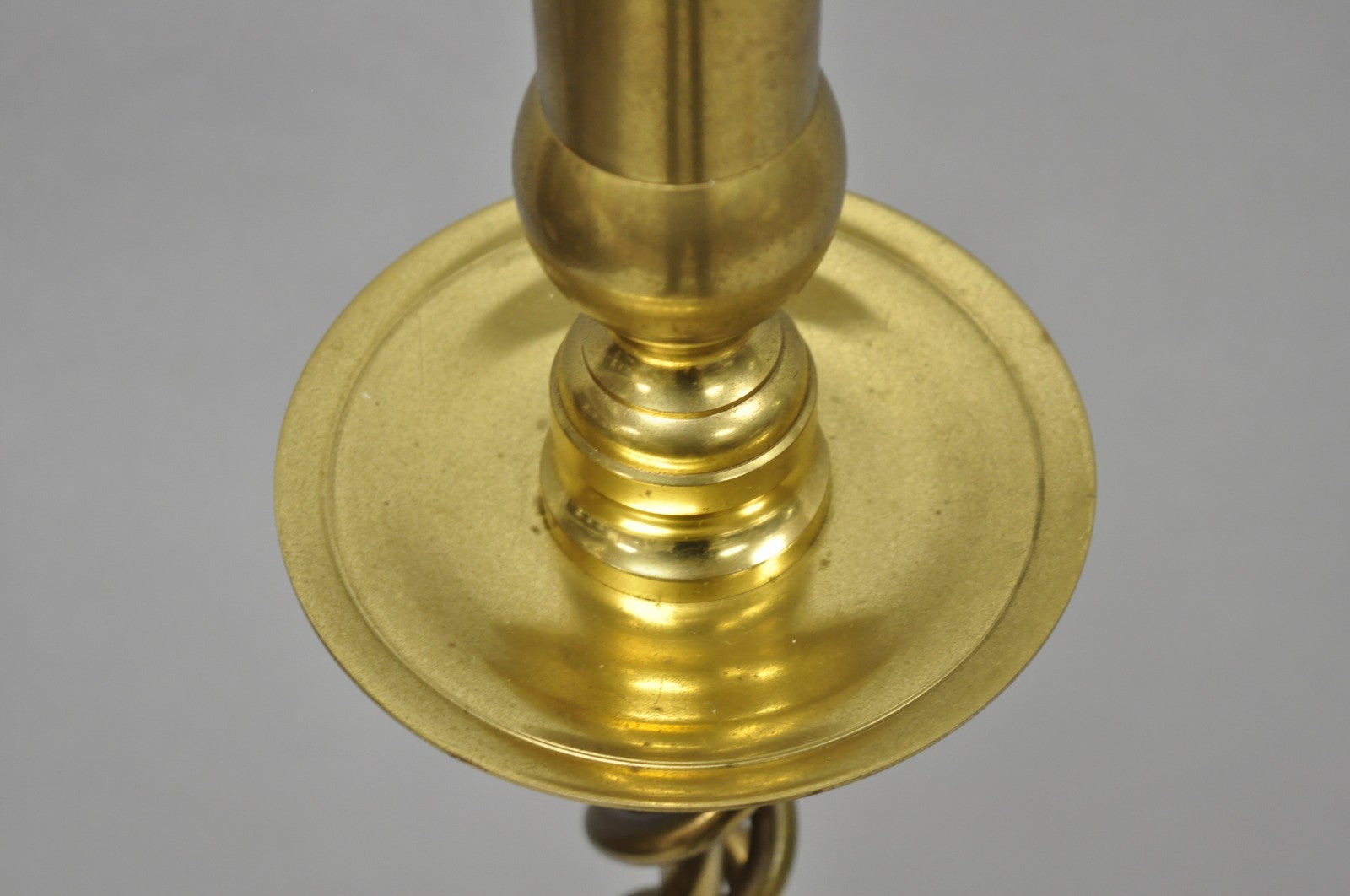 Vintage English Brass Spiral Barley Twist Candlestick Pole Floor Lamp