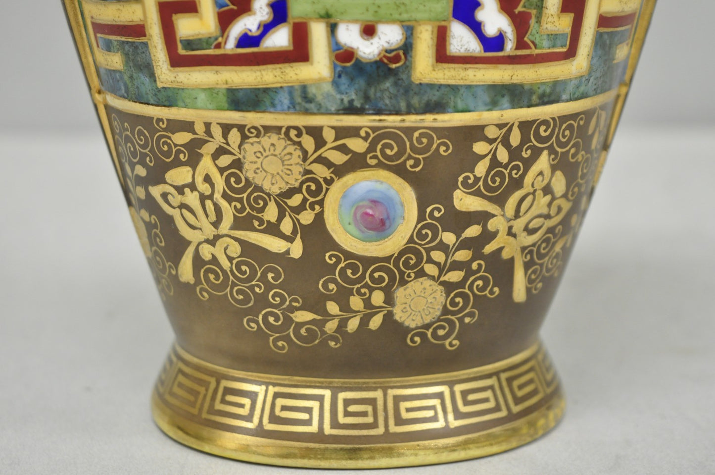 Antique Nippon Morimura Art Deco Hand Painted Porcelain Top Handle Bucket Vase
