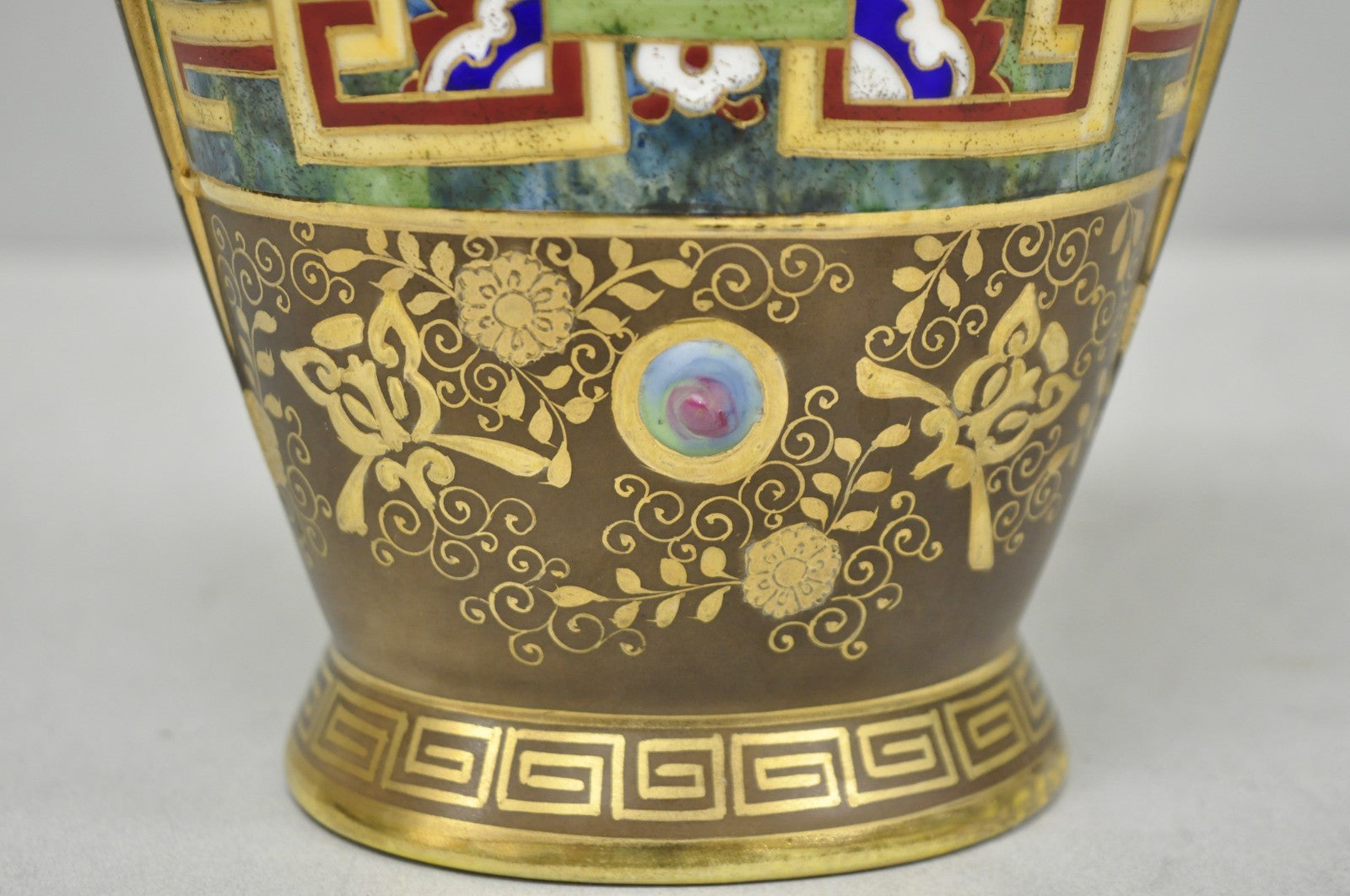 Antique Nippon Morimura Art Deco Hand Painted Porcelain Top Handle Bucket Vase