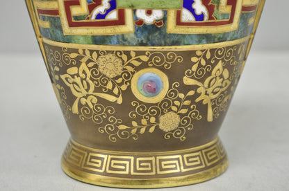 Antique Nippon Morimura Art Deco Hand Painted Porcelain Top Handle Bucket Vase