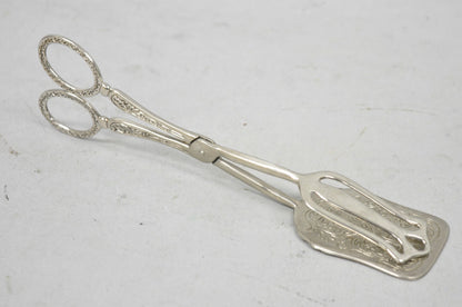 Vintage Silver Plated Victorian Style Pastry Bread Salad Asparagus Serving Tongs